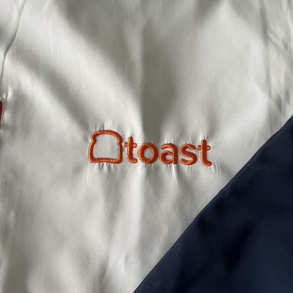 Toast Jacket 2XL Windbreaker Zip Color Block Navy White Orange Embroidered Hoody - Picture 4 of 12